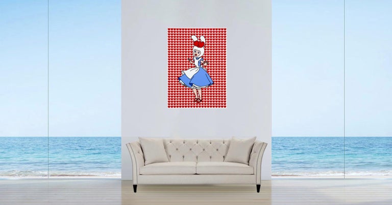 Pop Art Painting  Gazi's Adventures in Wonderland - Red Heart For Sale 1