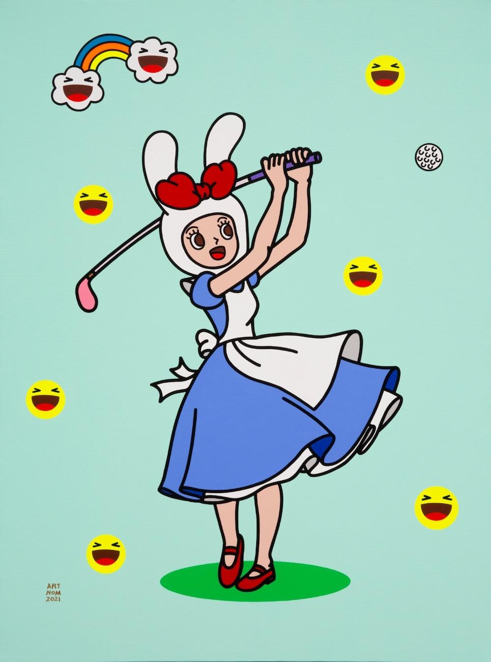 Pop Art Painting  Good Shot - Emoji Stickers, Golf, Rainbow, 