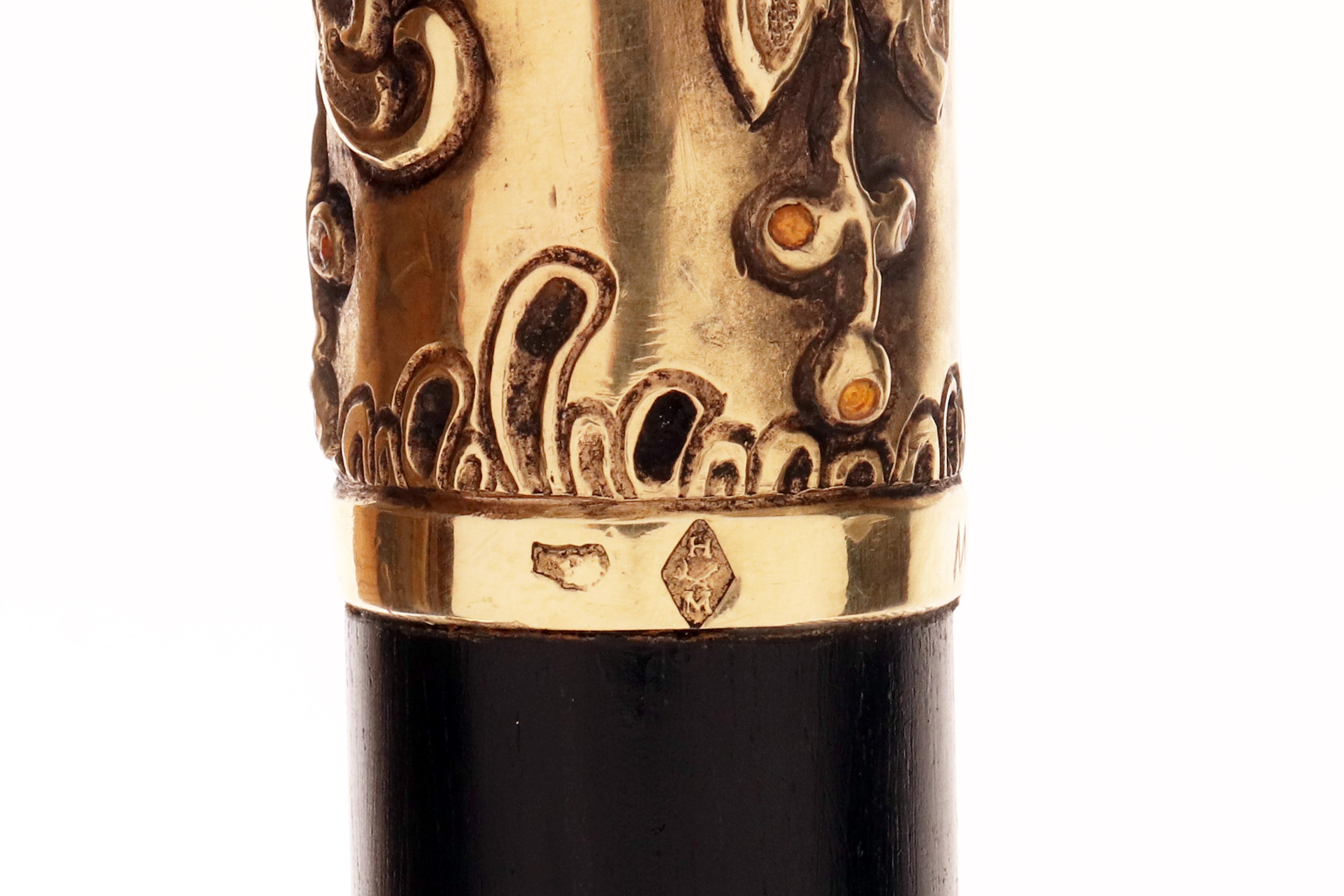 Art Nouvau walking stick, knob with flowers by Henri-Victor Miault, France 1900. For Sale 4