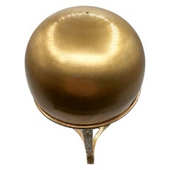 Art Nouveau Style Brass Orb Witches Ball with Embossed Pedestal Desktop Sculptur