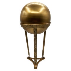 Art Nouveau Style Brass Orb Witches Ball with Embossed Pedestal Desktop Sculptur