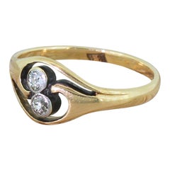 Art Nouveau 0.20 Carat Old Cut Diamond Two-Stone Twist Ring