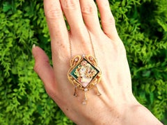 Art Nouveau 0.35 Carat Diamond, Enamel and 18k Yellow Gold Pendant Circa 1910