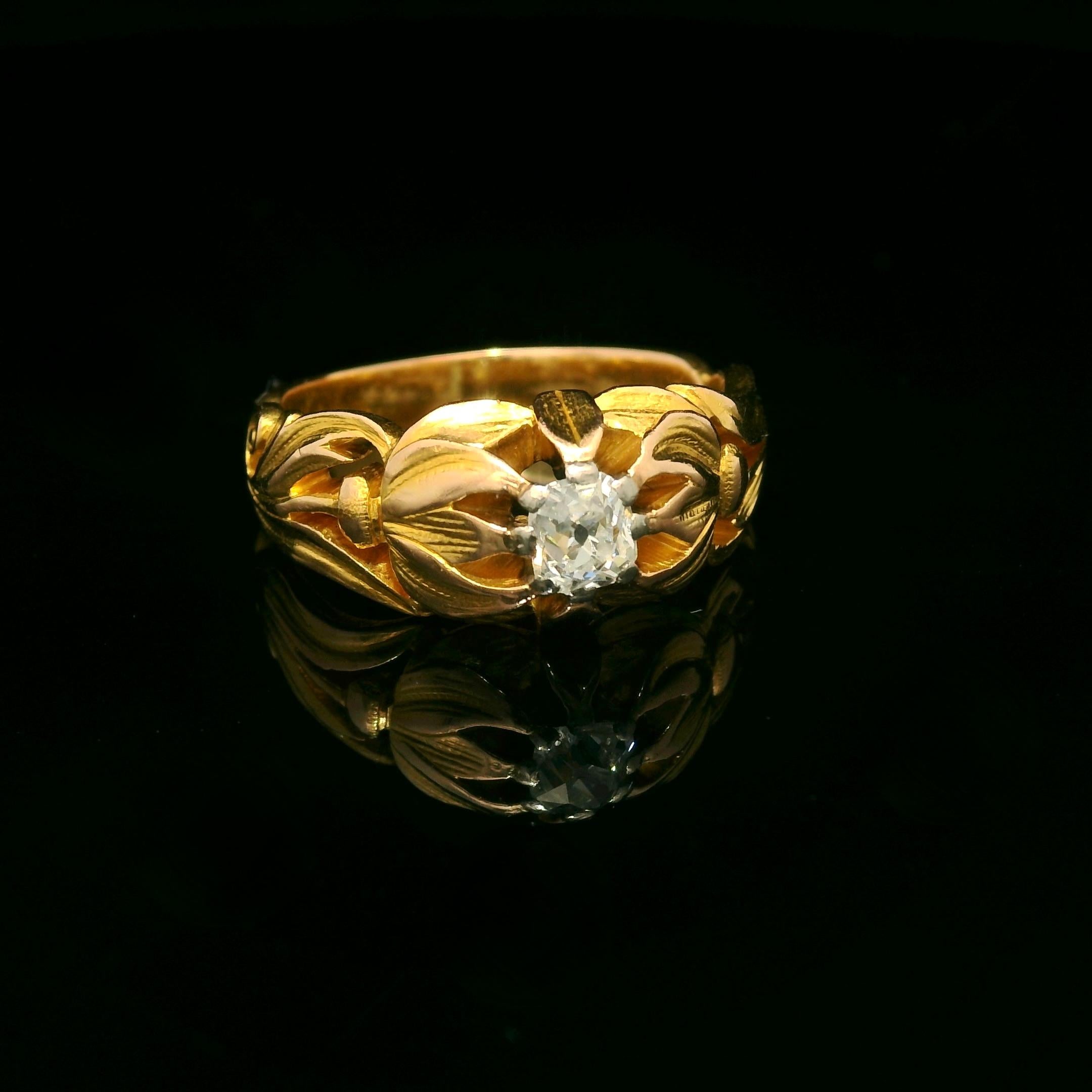 Art Nouveau 0.40 Carats old mine diamond ring In Good Condition For Sale In Uccle, BE
