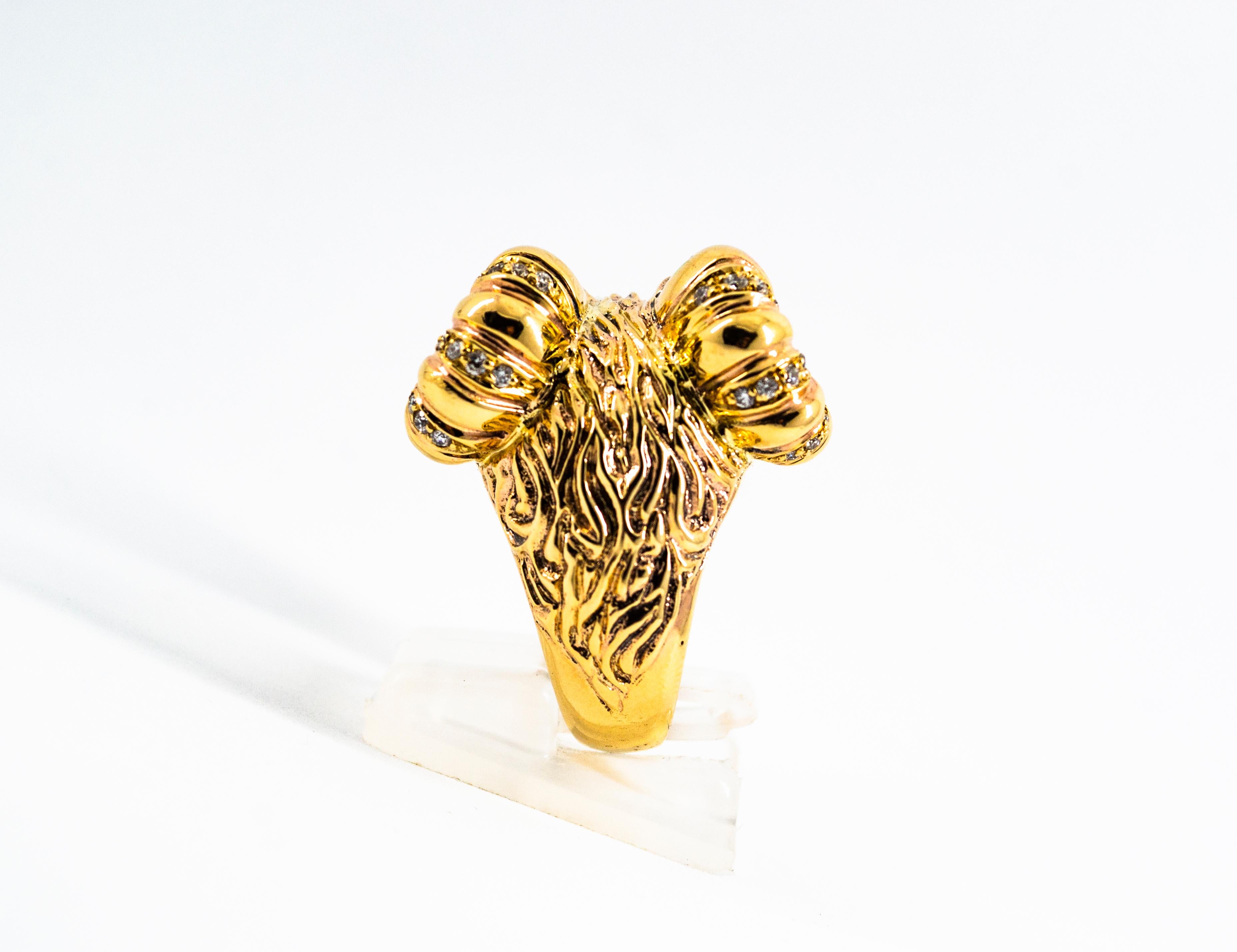 Art nouveau Art Nouveau 0.50 Carat White Diamond Ruby Yellow Gold 