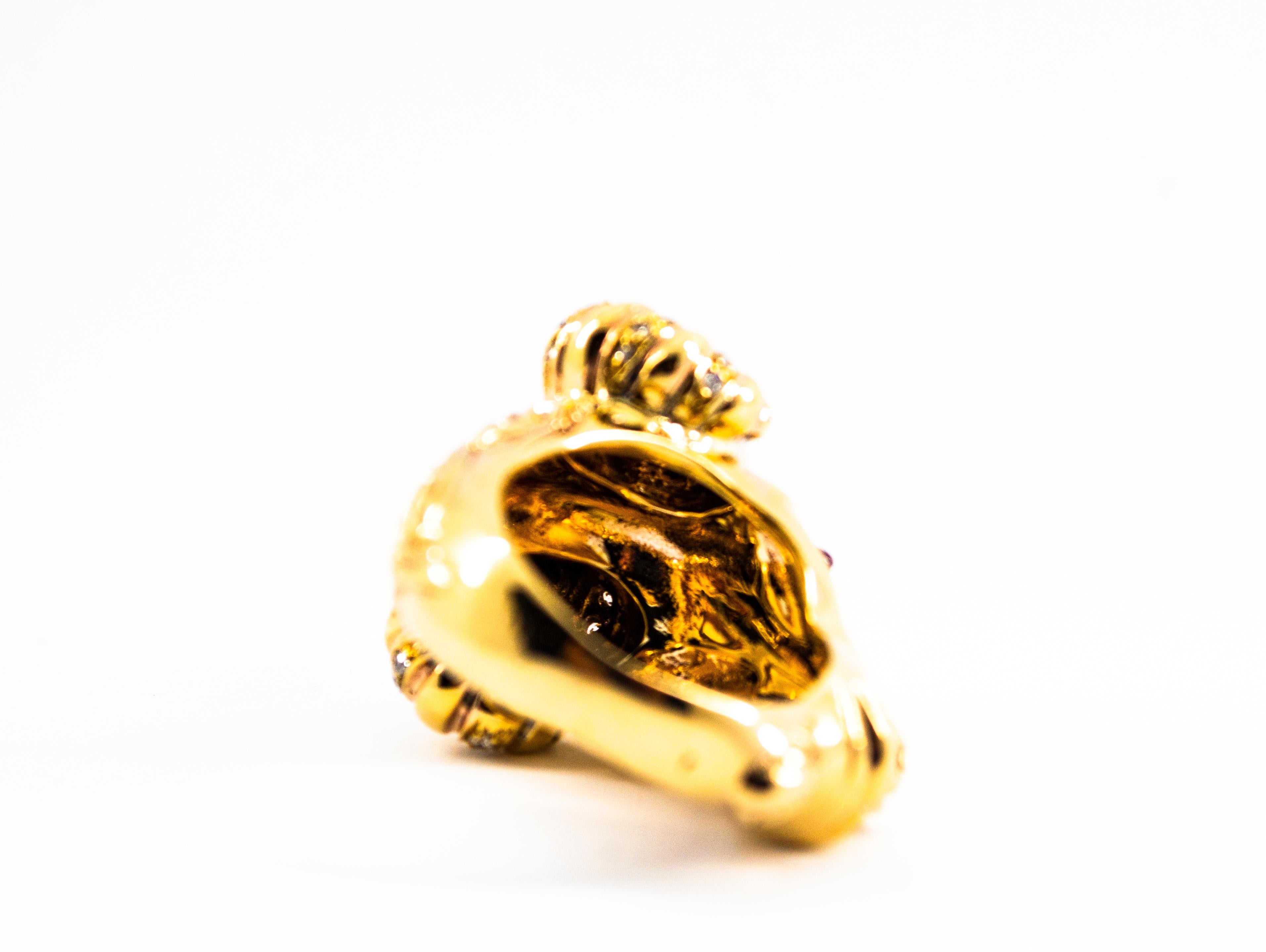 Art Nouveau 0.50 Carat White Diamond Ruby Yellow Gold 