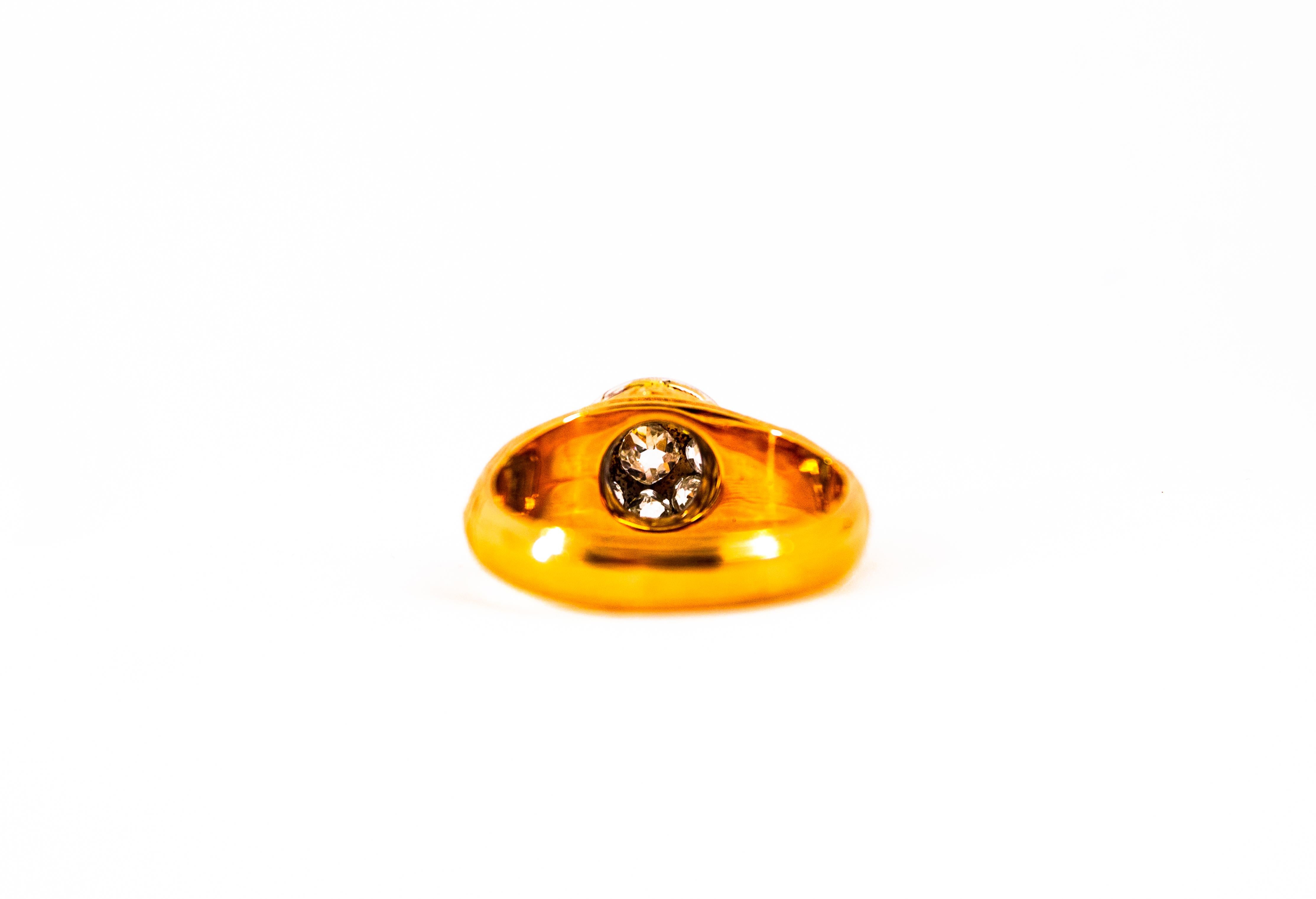 Anello da cocktail in oro giallo con diamante bianco vecchio taglio europeo da 0,85 carati Art Nouveau in vendita 5