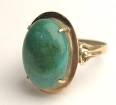 Art Nouveau 10 Karat Gold Malachite Ring
