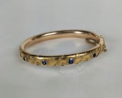 Art Nouveau 10K Sapphire Bangle
