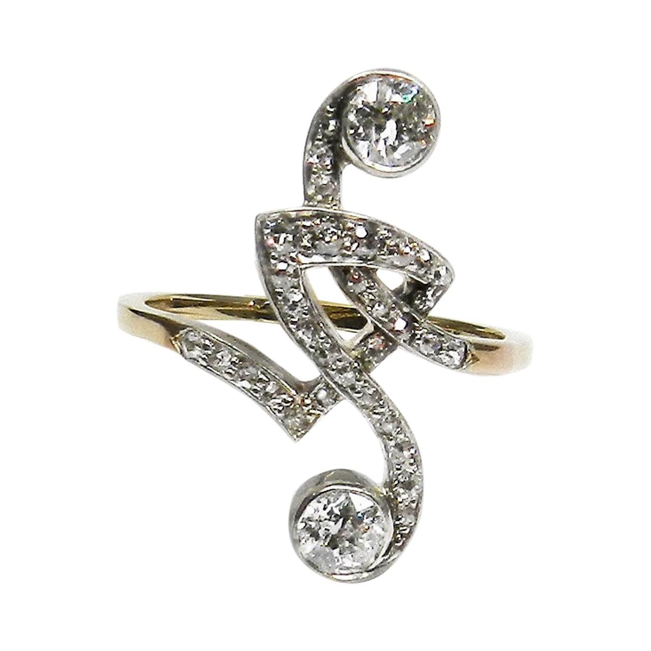 Art Nouveau 1.12 Carat Diamond Ring “Toi et Moi”, circa 1910