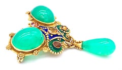Art Nouveau 14 Karat Brooch Dated 1904 Chrysoprase Citrine Enamel Brooch