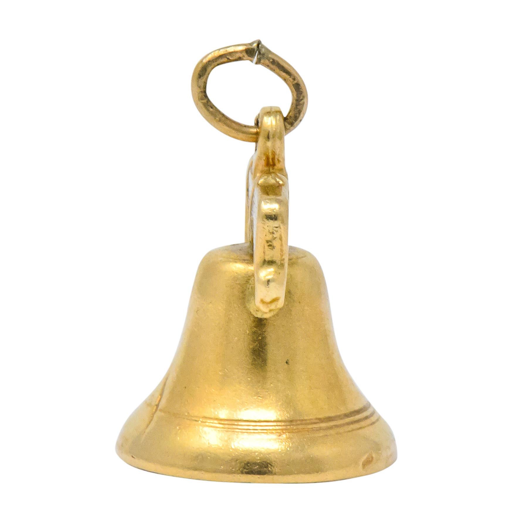 Women's or Men's Art Nouveau 14 Karat Gold 3D Liberty Bell Articulated Clapper Charm