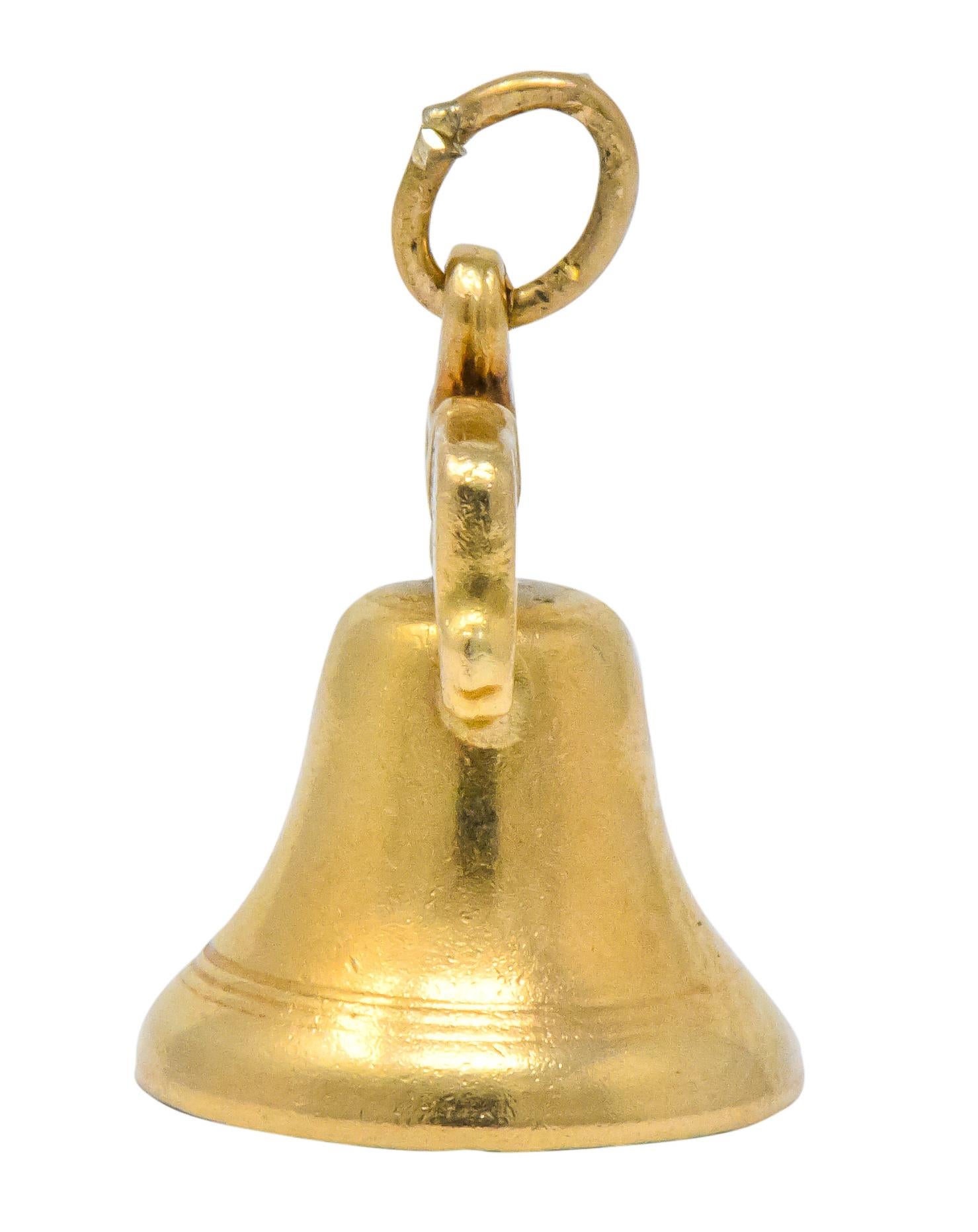 Art Nouveau 14 Karat Gold 3D Liberty Bell Articulated Clapper Charm 1