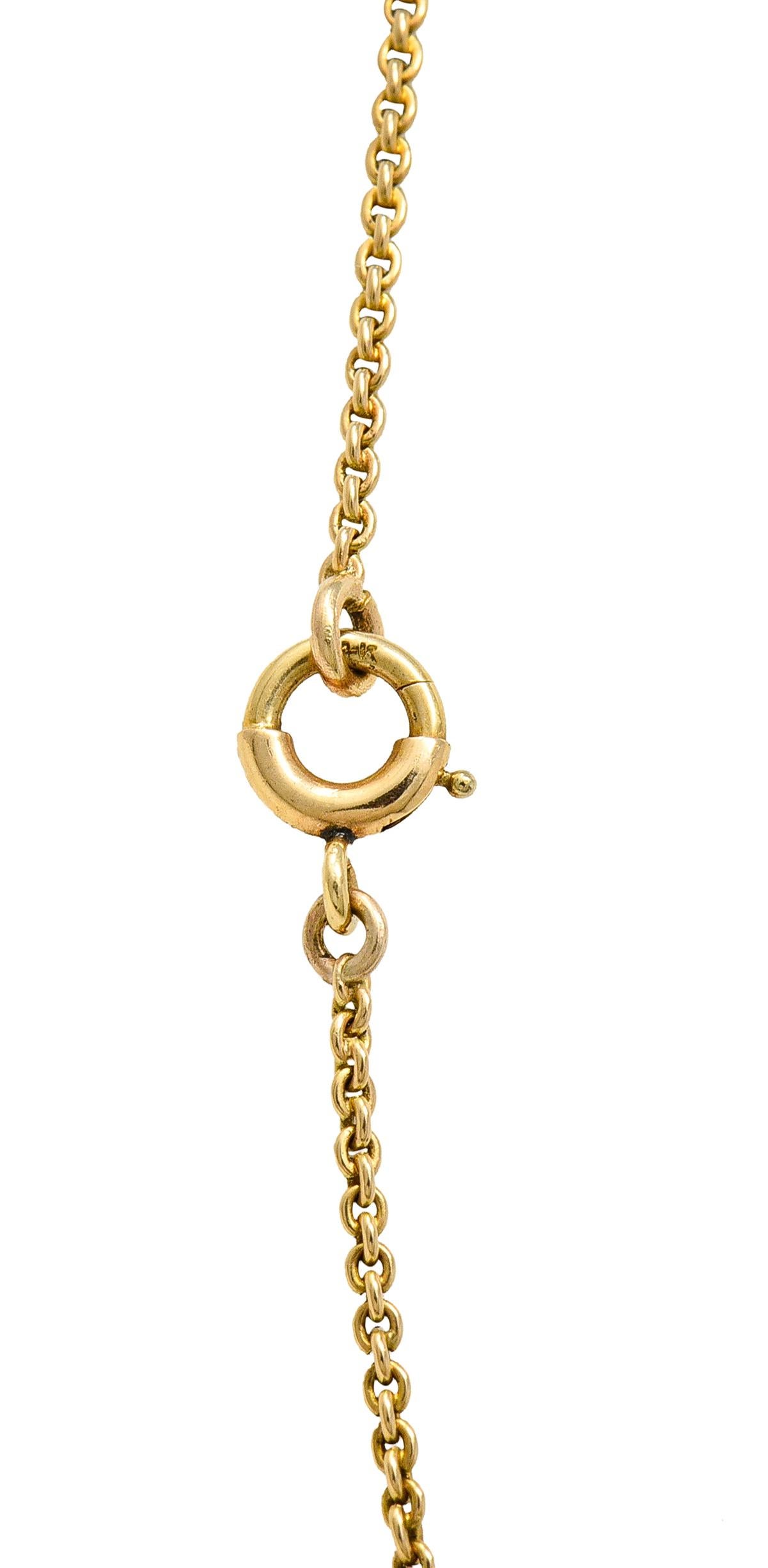 Art Nouveau 14 Karat Gold Amethyst Diamond Pearl Foliate Drop Pendant Necklace 3