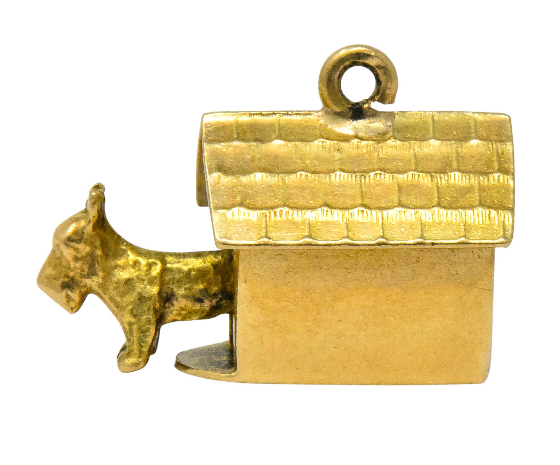 Art Nouveau 14 Karat Gold Articulated Scottish Terrier Dog House Charm 5