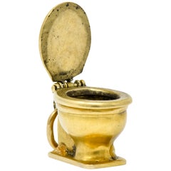 Antique Art Nouveau 14 Karat Gold Articulated Toilet Charm