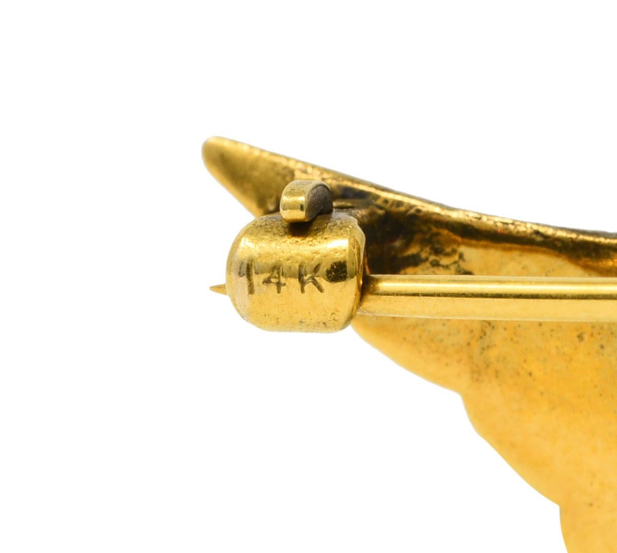 Art Nouveau 14 Karat Gold Dragon Serpent Watch Pin Brooch 4