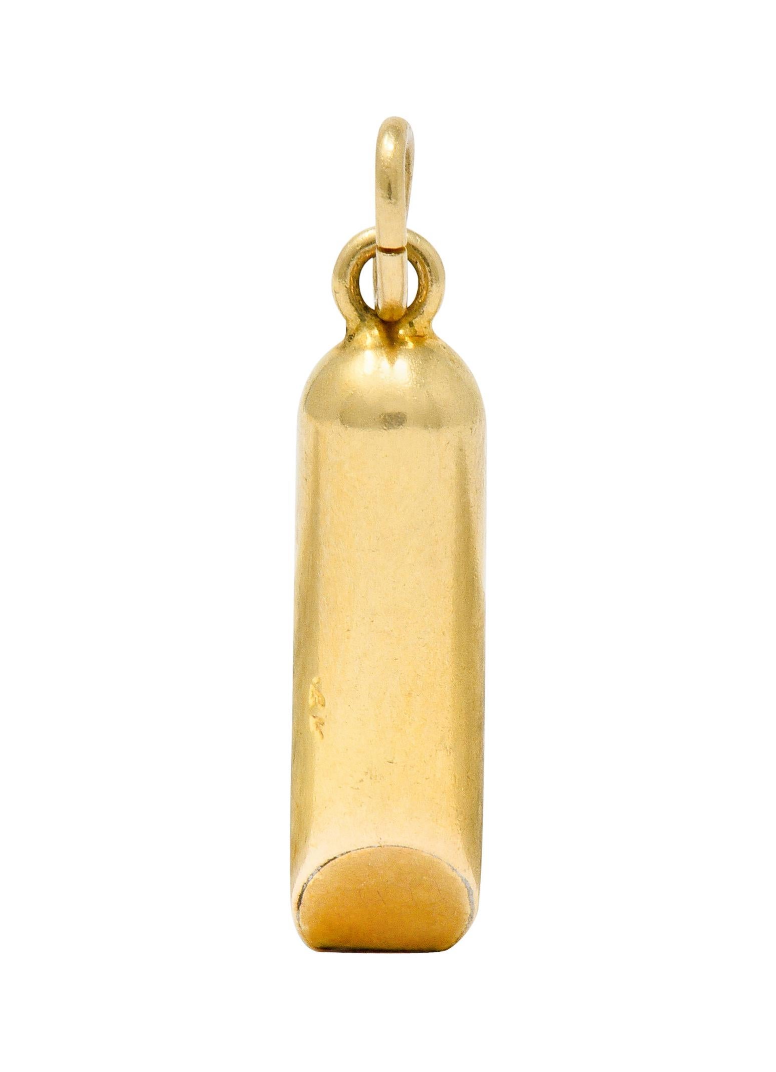 Women's or Men's Art Nouveau 14 Karat Gold Functional Antique Whistle Charm