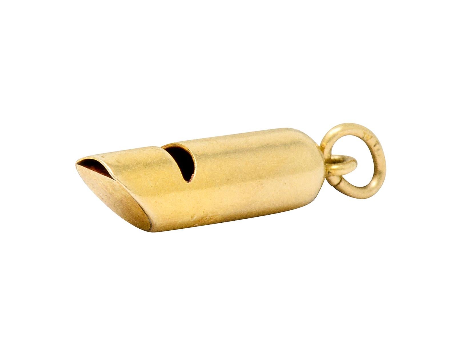 Art Nouveau 14 Karat Gold Functional Antique Whistle Charm 1