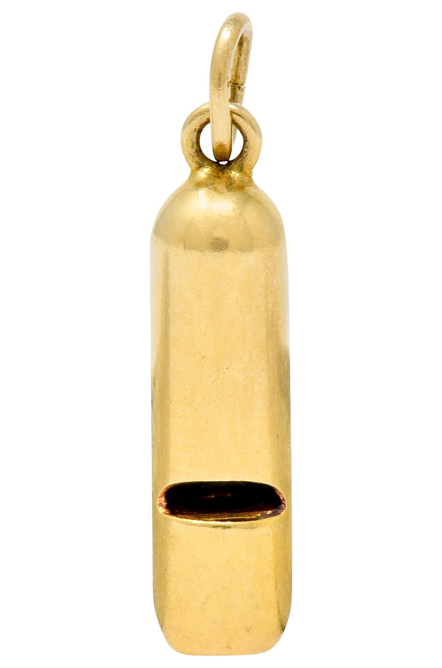 Art Nouveau 14 Karat Gold Functional Antique Whistle Charm
