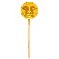 Art Nouveau 14 Karat Gold Man-in-the-Moon Stickpin