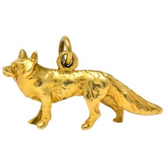 Art Nouveau 14 Karat Gold Realistic Fox Charm