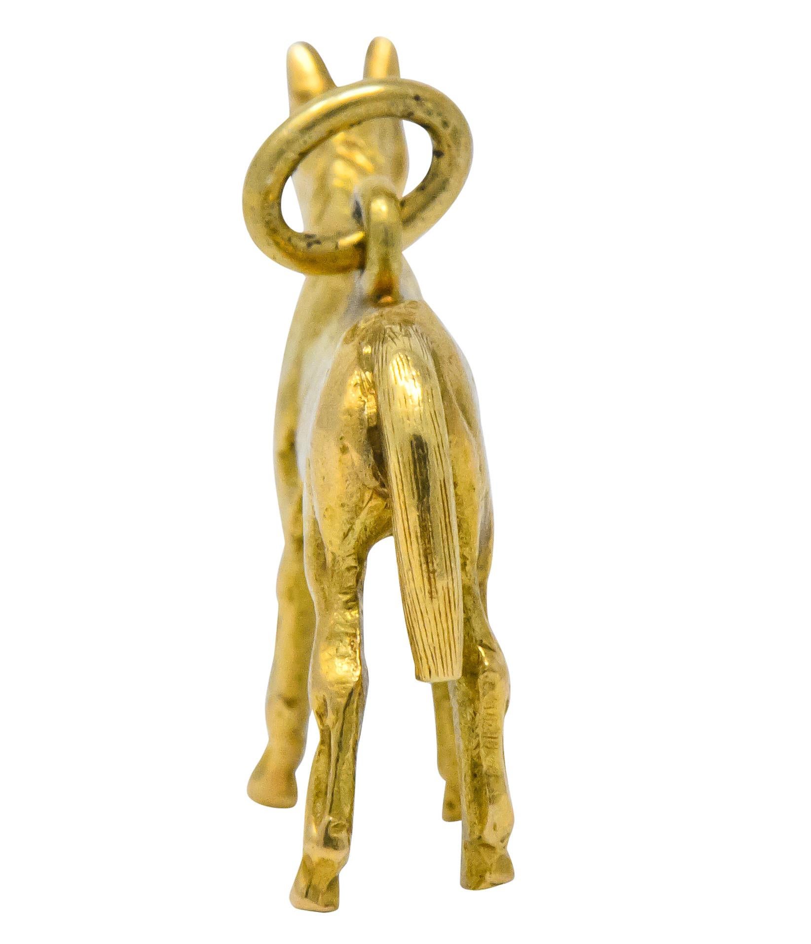 Women's or Men's Art Nouveau 14 Karat Gold Realistic Horse Charm