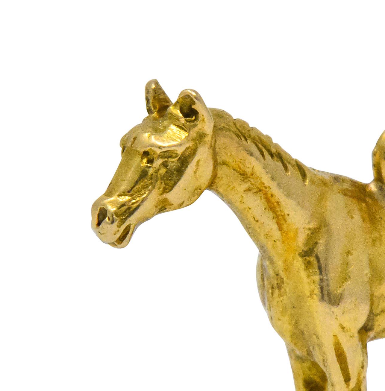 Art Nouveau 14 Karat Gold Realistic Horse Charm 1