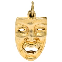 Art Nouveau 14 Karat Greek Tragedy Theater Masks Charm