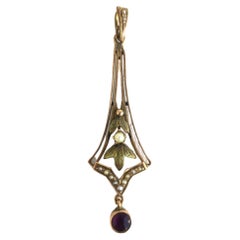 Jugendstil-Anhänger aus 14 Karat Roségold mit Amethyst und Perlen