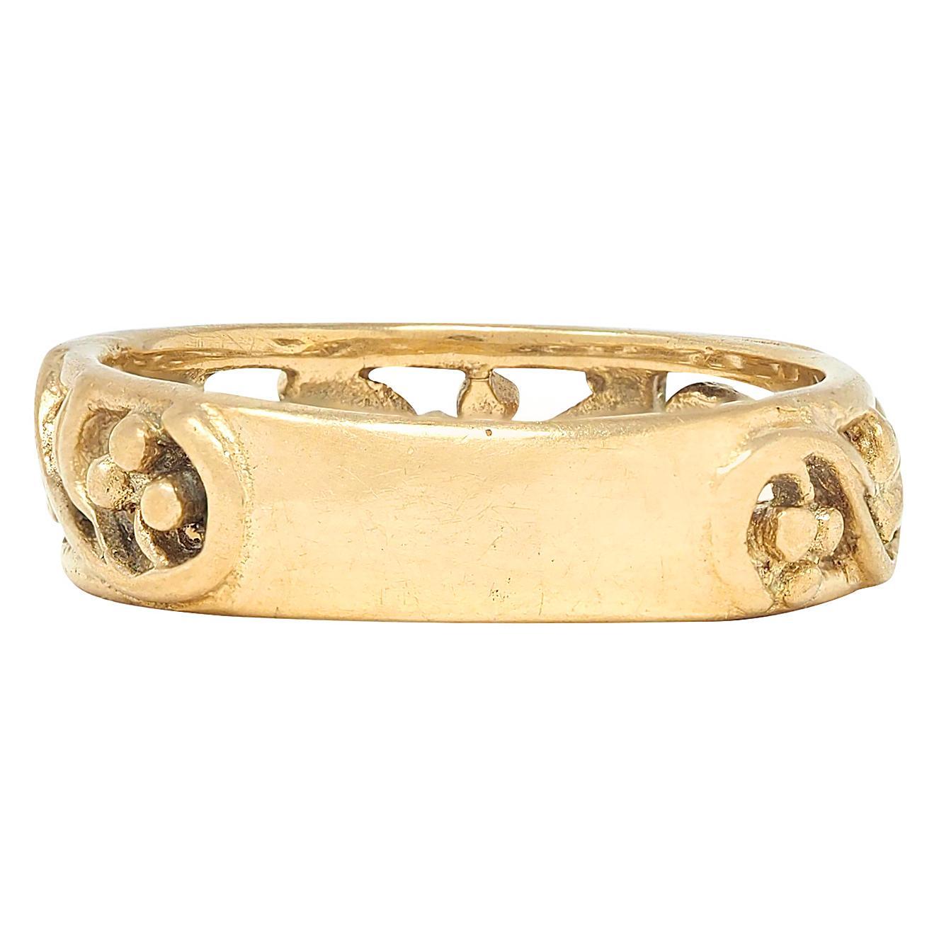 Bague en or jaune 14 carats avec anneau en or jaune 14 carats et vigne à enroulement Excellent état - En vente à Philadelphia, PA