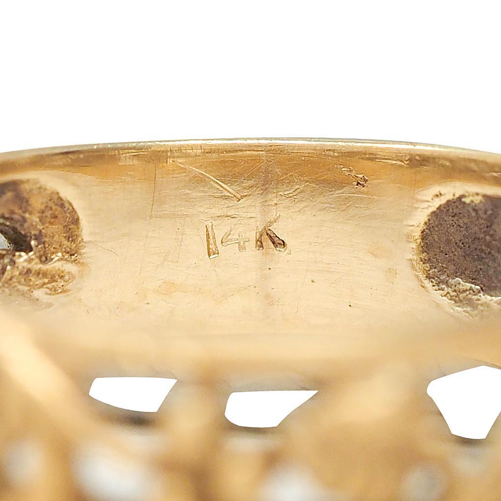 Bague en or jaune 14 carats avec anneau en or jaune 14 carats et vigne à enroulement en vente 2