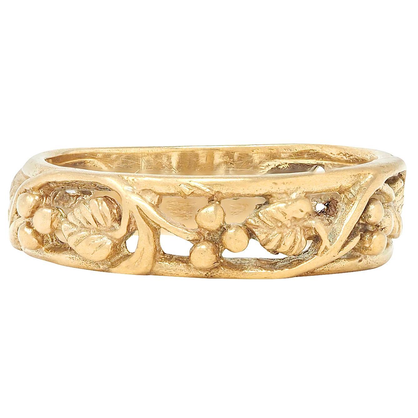 Bague en or jaune 14 carats avec anneau en or jaune 14 carats et vigne à enroulement en vente 3