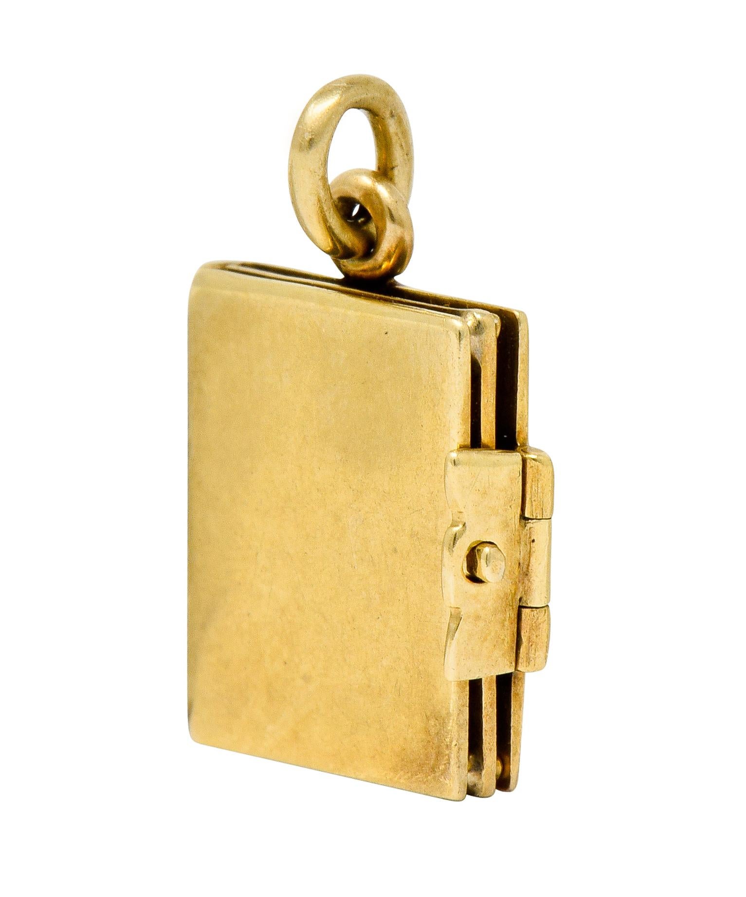 14k gold book charm