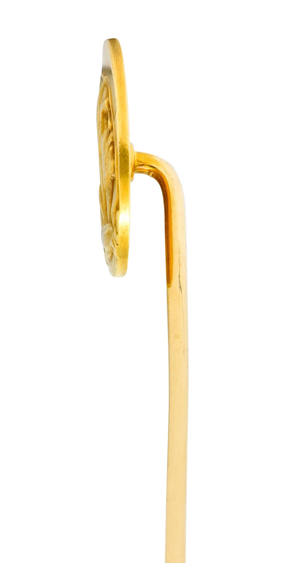 Women's or Men's Art Nouveau 14 Karat Yellow Gold Hooded Prophet Stickpin