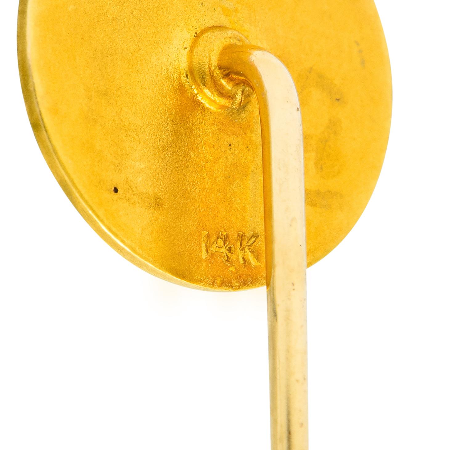 Art Nouveau 14 Karat Yellow Gold Hooded Prophet Stickpin 2