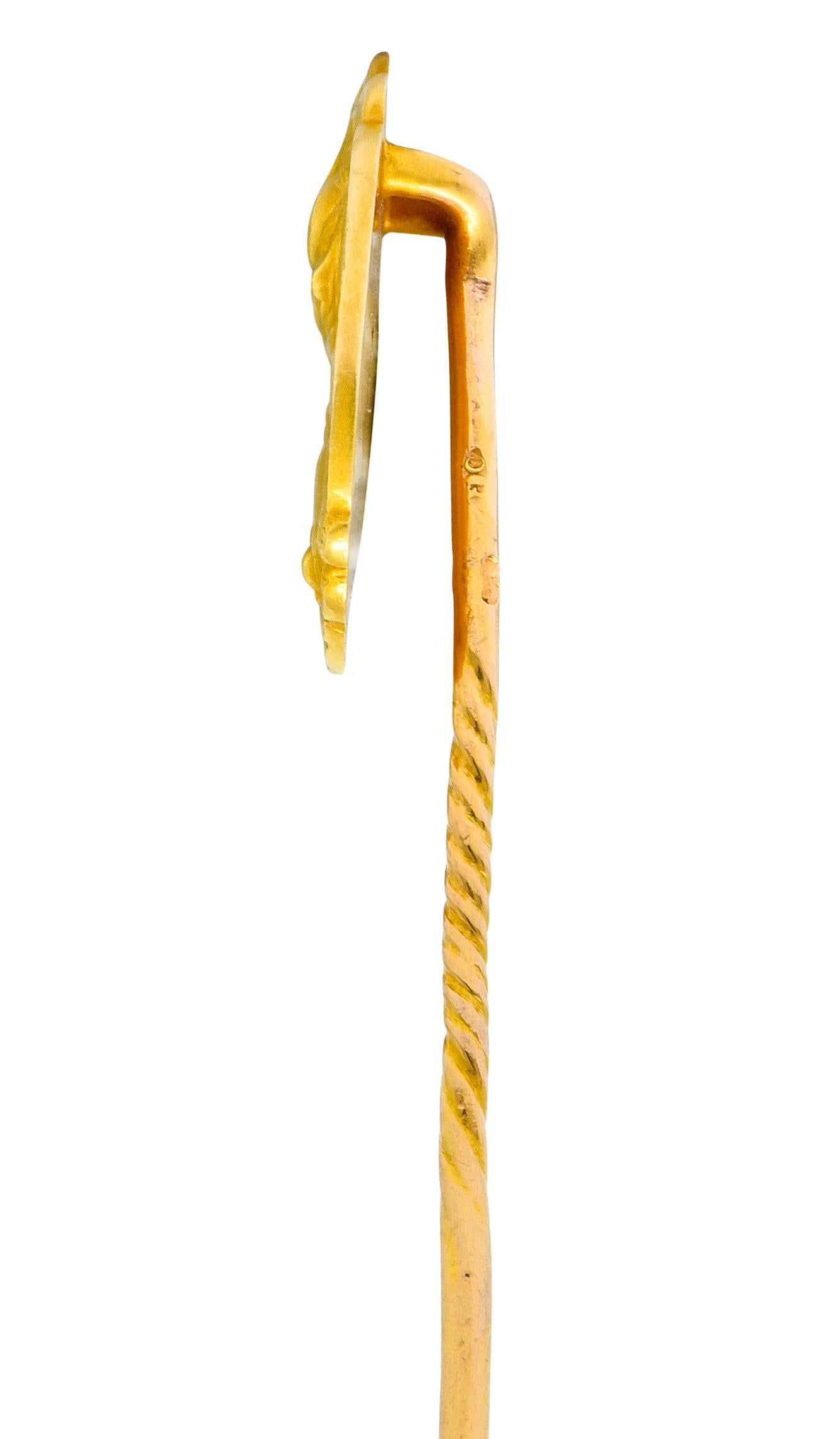 Women's or Men's Art Nouveau 14 Karat Yellow Gold Masquerade Ball Stickpin