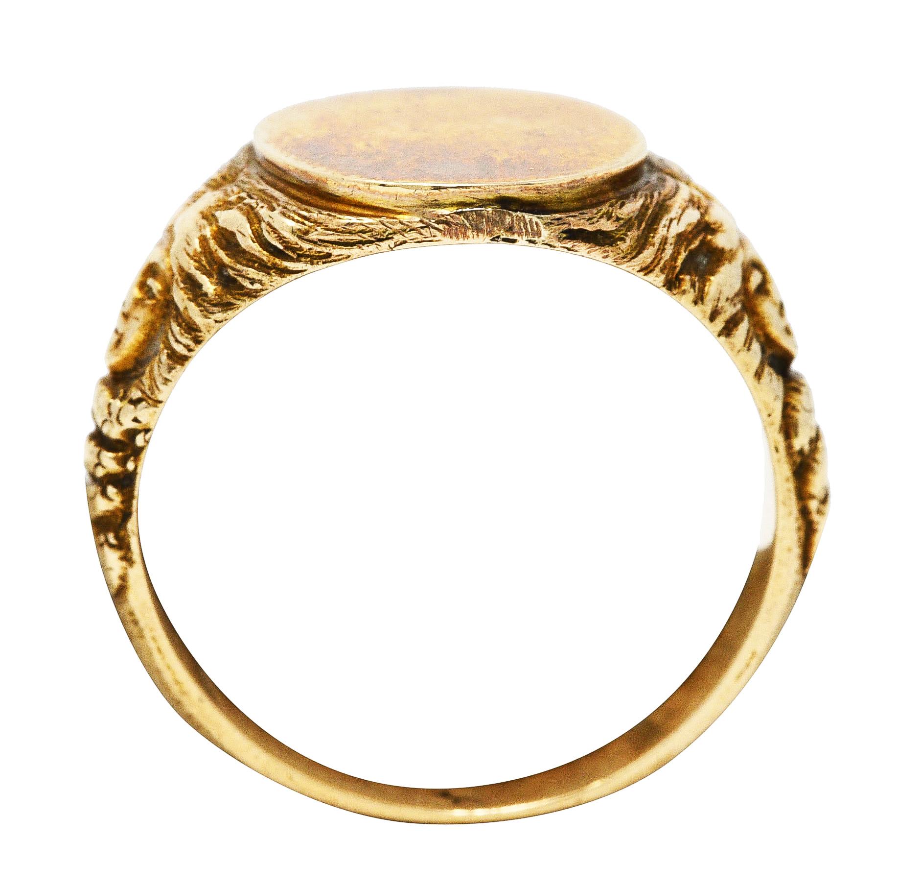 Art Nouveau 14 Karat Yellow Gold Medusa Snake Unisex Signet Antique Ring 3