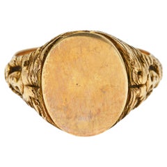 Art Nouveau 14 Karat Yellow Gold Medusa Snake Unisex Signet Antique Ring
