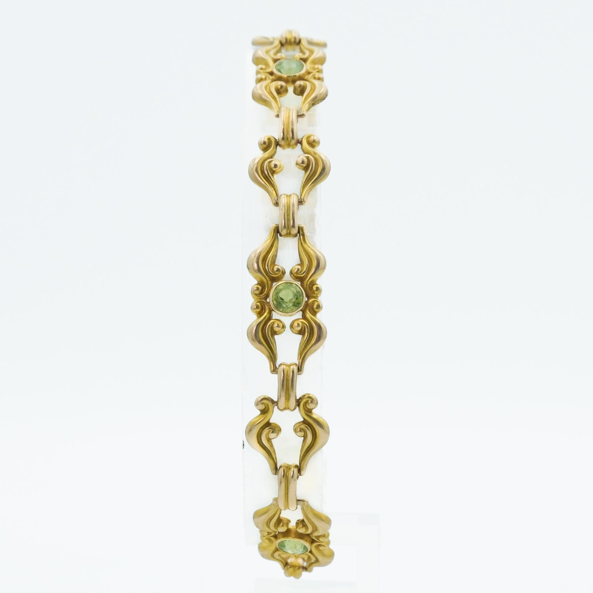 This bracelet an authentic example of the Art Nouveau period, renowned for its artistic emphasis on natural forms and structures. Created in the late 19th to early 20th century, Art Nouveau jewelry is characterized by its flowing lines and