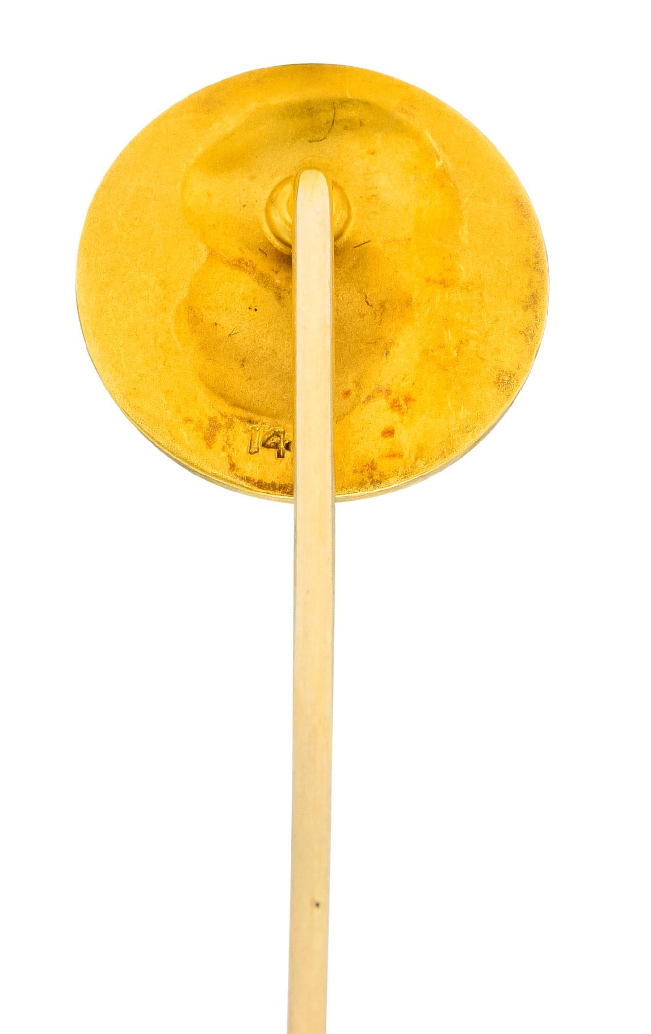 Art Nouveau 14 Karat Yellow Gold Viking Stickpin In Excellent Condition In Philadelphia, PA