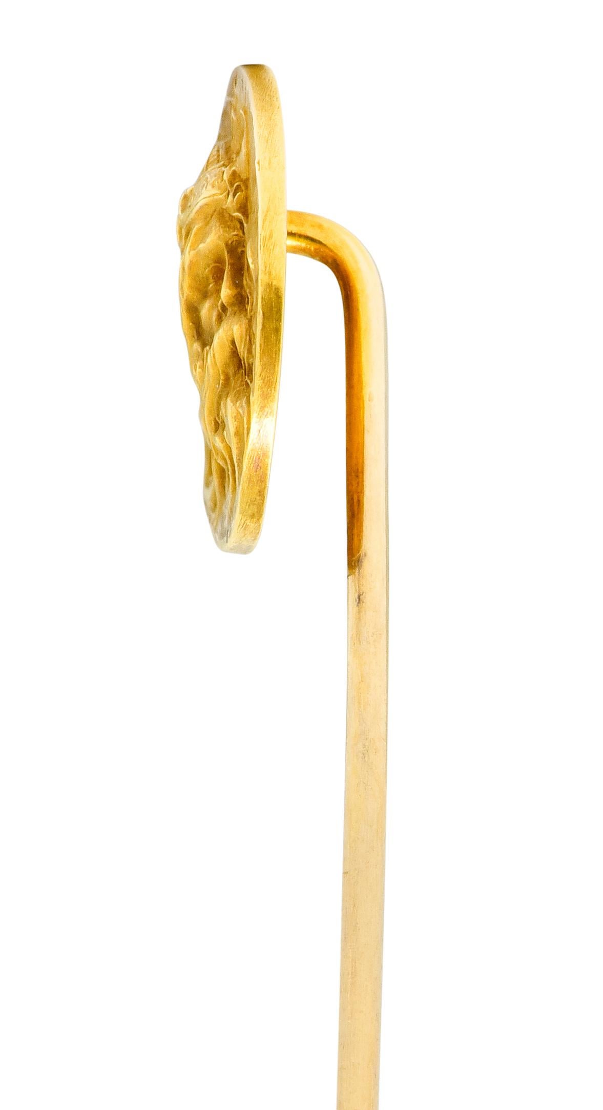 Women's or Men's Art Nouveau 14 Karat Yellow Gold Viking Stickpin
