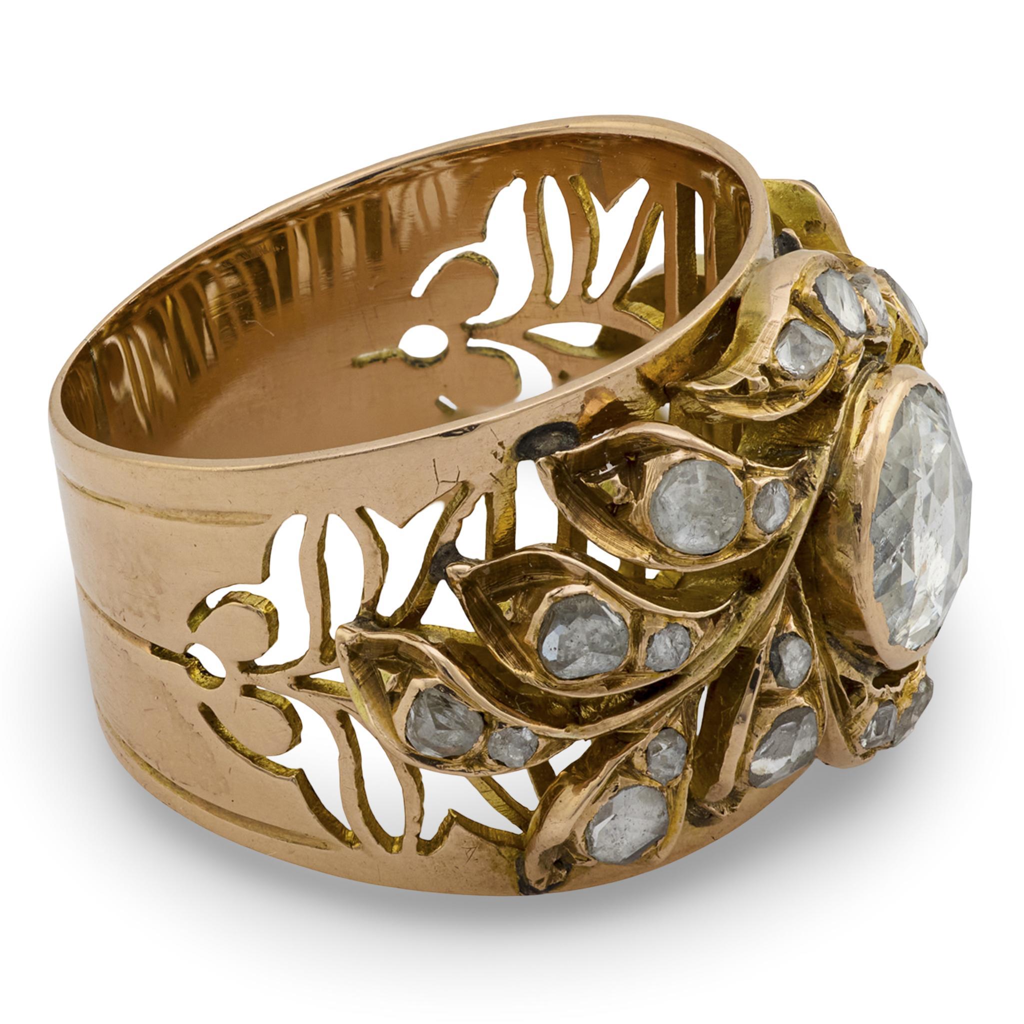 Art Nouveau Fascetta per sigari in stile liberty con diamanti 14k in vendita