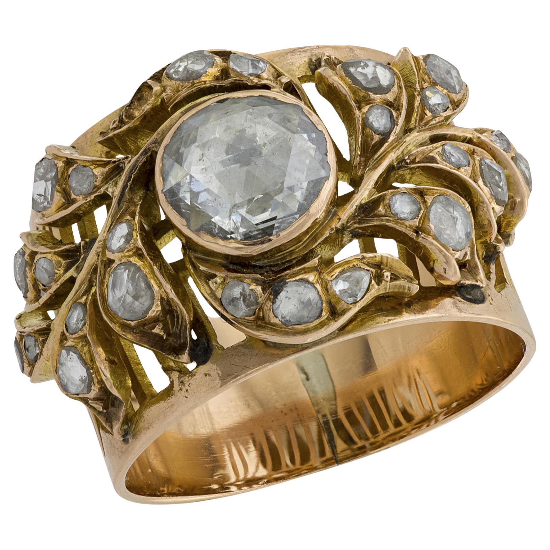Fascetta per sigari in stile liberty con diamanti 14k in vendita