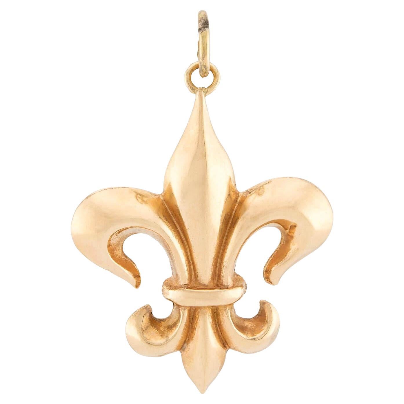 Ciondolo/braccialetto Art Nouveau 14k Fleur-De-Lis in vendita