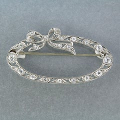 ART NOUVEAU Brosche aus 14k Gold und Platin mit 1,20ct Old Mine Cut Diamanten