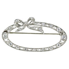 ART NOUVEAU Brosche aus 14k Gold und Platin mit 1,20ct Old Mine Cut Diamanten