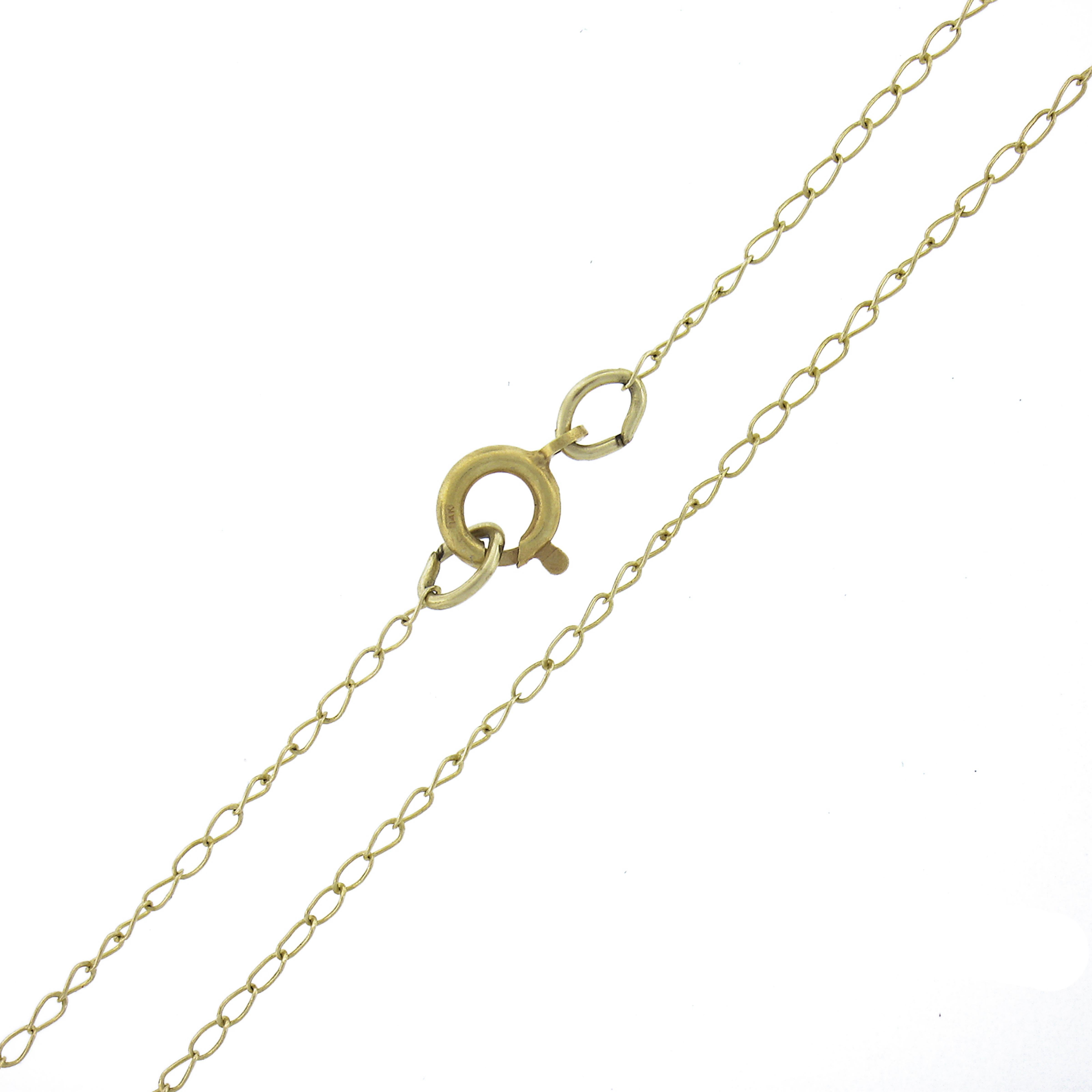 Art Nouveau 14k Gold Blue Stone Diamond & Pearl Enamel Pin Brooch Pendant Chain For Sale 4