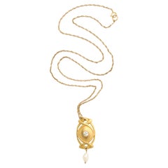 Art Nouveau 14k Gold Diamond Necklace c.1910