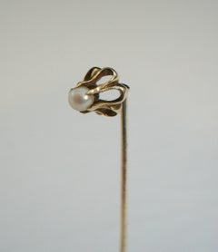 Art Nouveau 14K Gold & Pearl Stick Pin - United States - Circa 1910